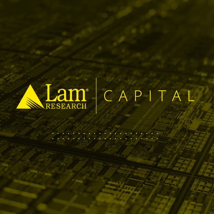 Lam Research logo, yellow effects, photo manipulation