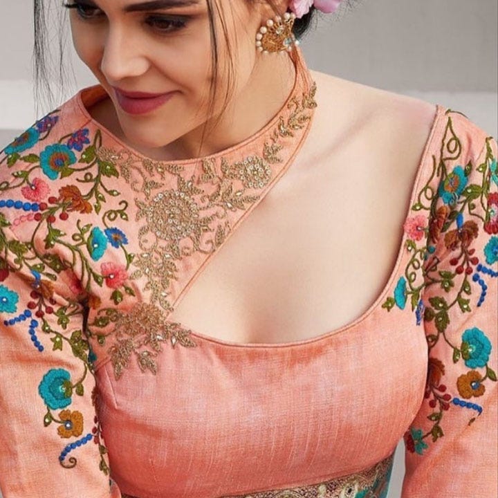 Front Cutting Pink Blouse With Embroidered Work