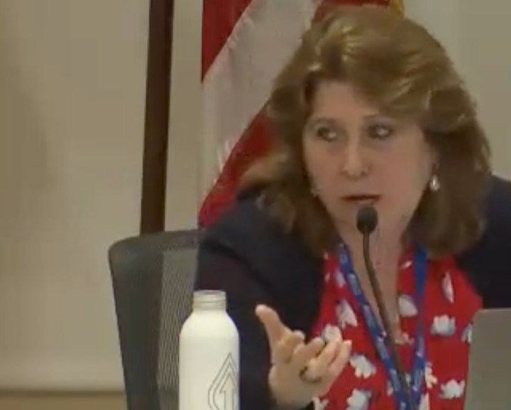 Screenshot of Mary Skipper talking at the May 22 School Committee meeting