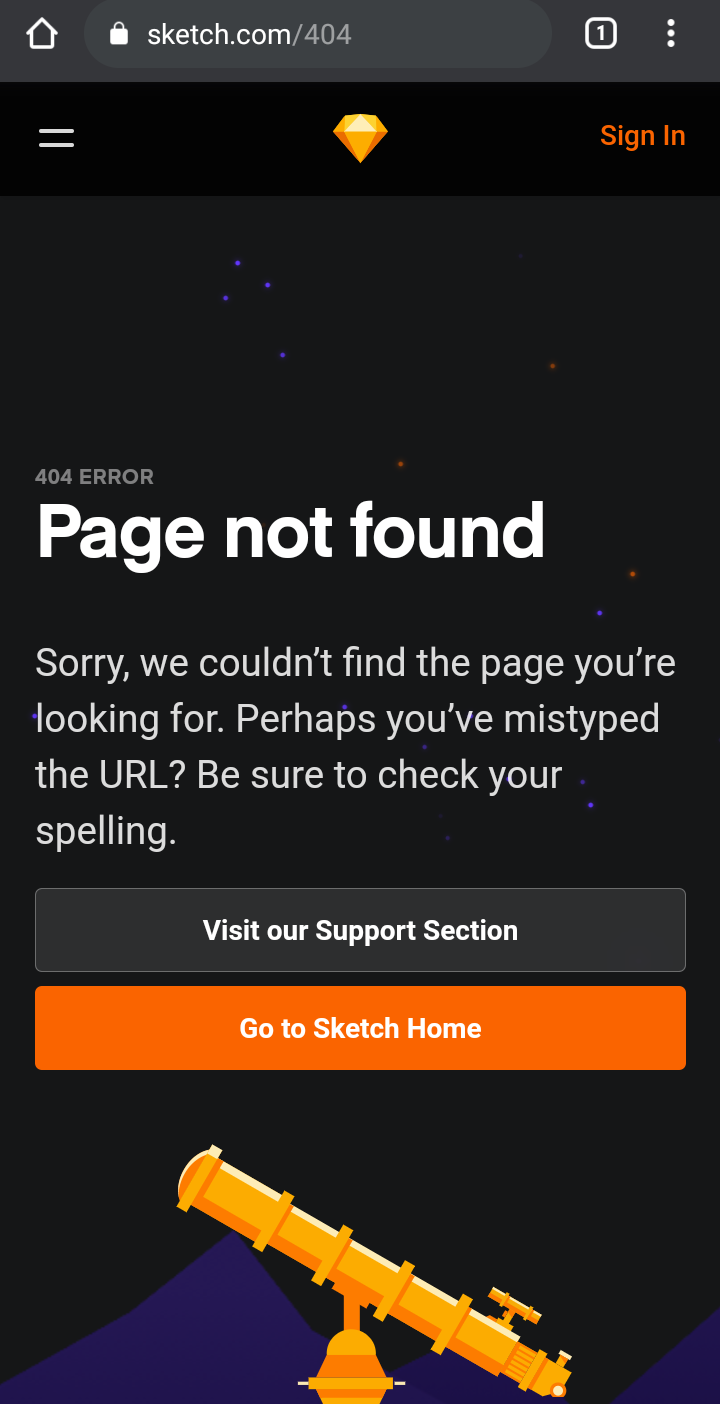 Screen shot of sketch.com 404 page