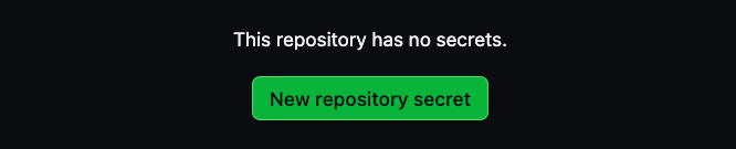 Select button to create new repository secret variables.