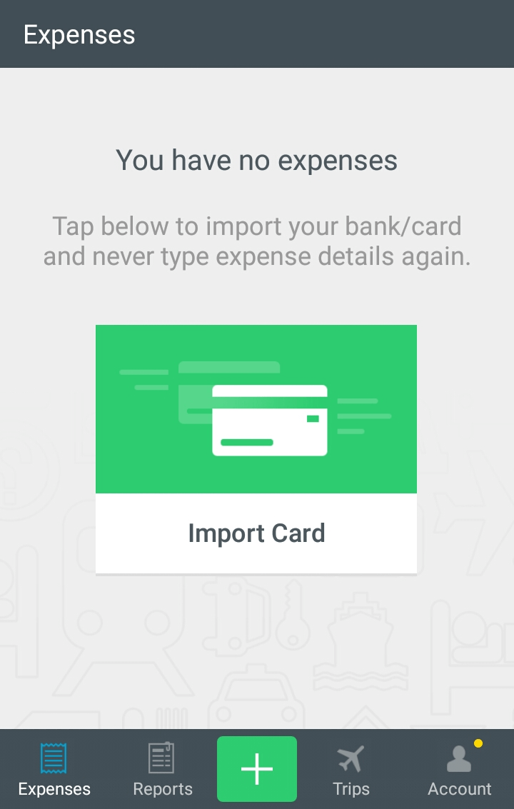 Expensify’s onboarding process utilizes empty expense page to give instruction for use.