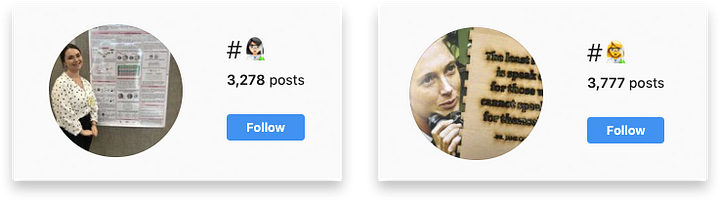 two of the same hashtags with emojis