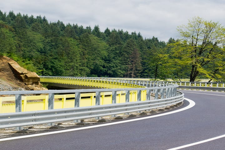 W-beam Crash Barrier In The Highways