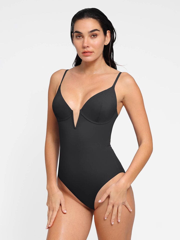 The Shapewear Swimsuit Deep V-Neck One-Piece Low-Back