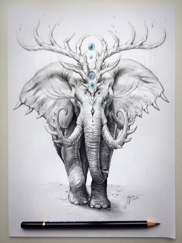 A picture of elephant by an artist
