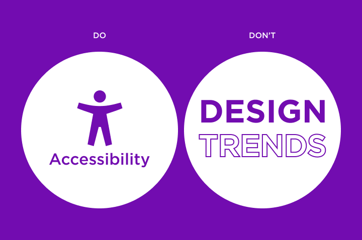 A comparison between accessibility icon and the design trends. You should focus on accessibility above the design trends.