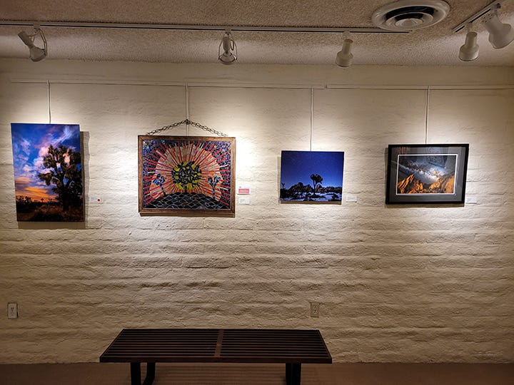 My award-winning stained-glass mosaic on display at the Joshua Tree National Park Art Expo 2020. Photo by Angel La Canfora