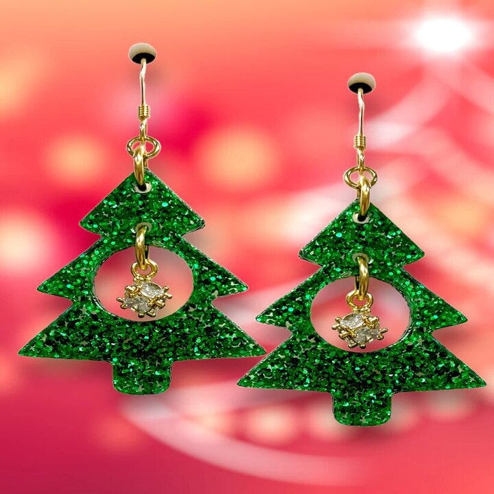 xmas tree earrings