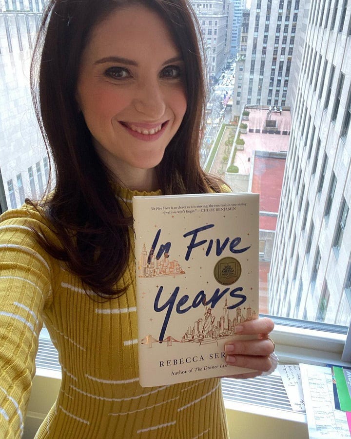 Rebecca Serle holding her book-In Five Years