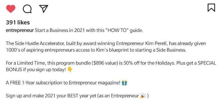 expanded instagram caption example