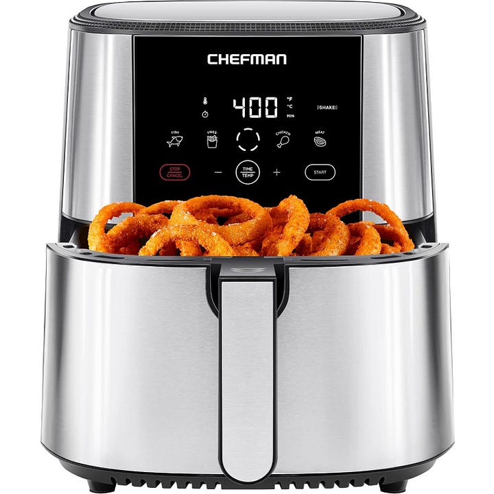 Chefman TurboFry® Touch Air Fryer, XL 8-Qt Family Size, One-Touch Digital Control Presets, French Fries, Chicken, Meat, Fish, Nonstick Dishwasher-Safe Parts — best non toxic air fryers — walfosbrand.com