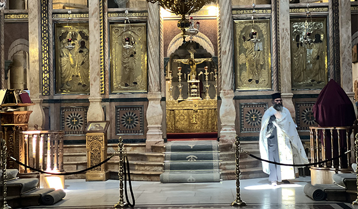 Altar within The Holy Sepulchre, a serene and holy site for praying