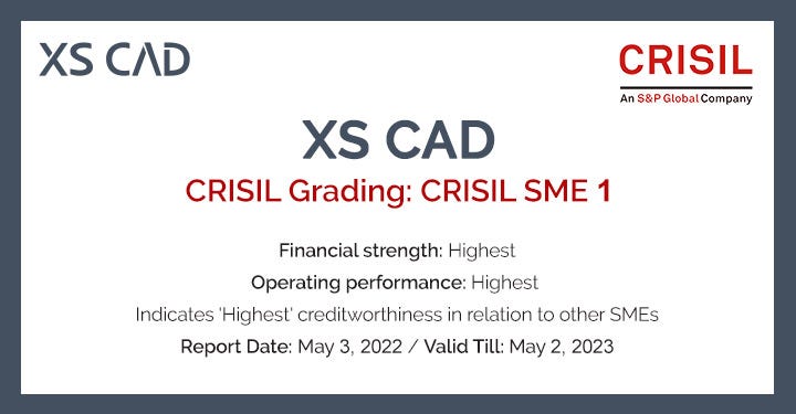 XS CAD Rated ‘CRISIL SME 1’ for the 6th Consecutive Year!