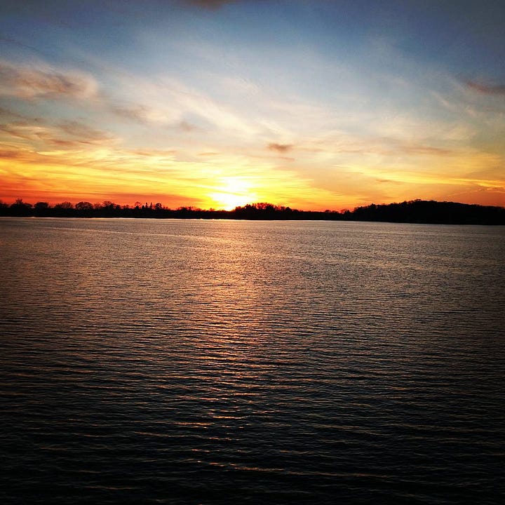 Sunset over lake