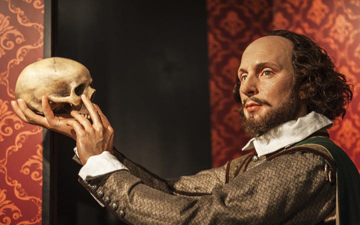 Shakespeare holding a skull
