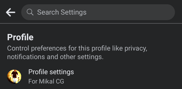 Shows Profile Settings button