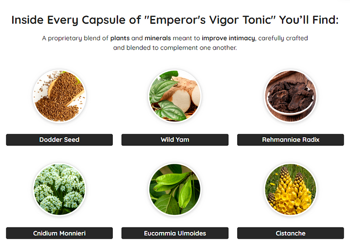 Ingredients in the Emperor’s Vigor Tonic