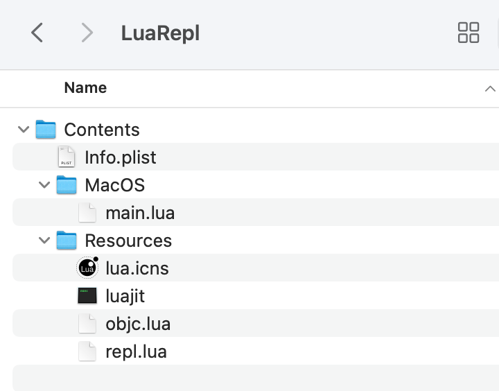 Contents of LuaREPL.app
