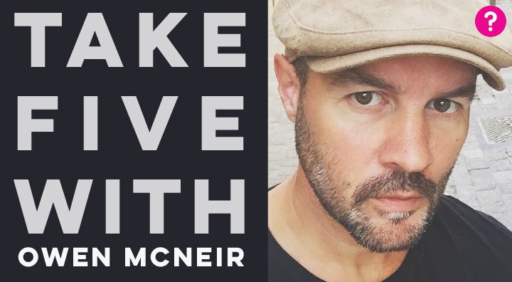 Take Five With Owen McNeir — Pictured is Owen looking into the camera while wearing a flat cap