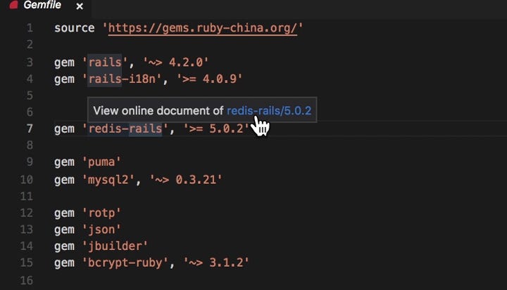 vscode-gemfile extension demo for Visual Studio Code