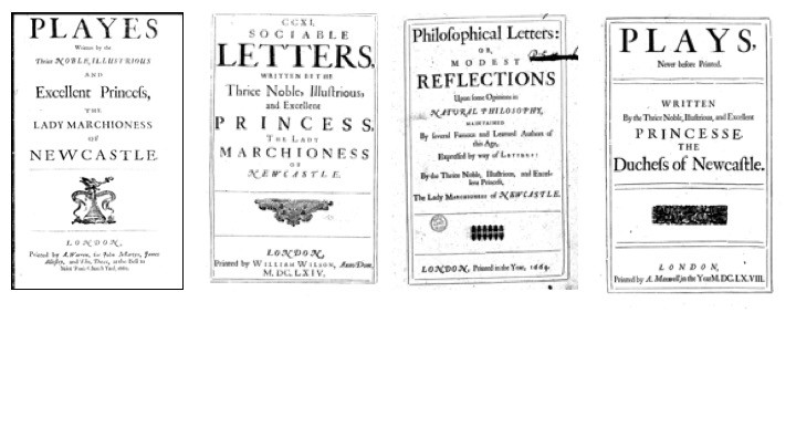 Title pages of Cavendish’s published works between 1662 and 1668