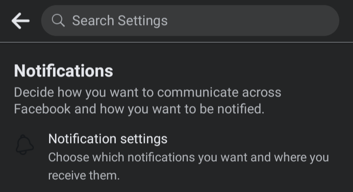 Shows Notification Settings button