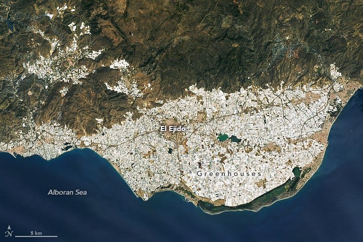 阿爾梅里亞省(Almería) El Ejido塑膠溫室果園空拍圖
