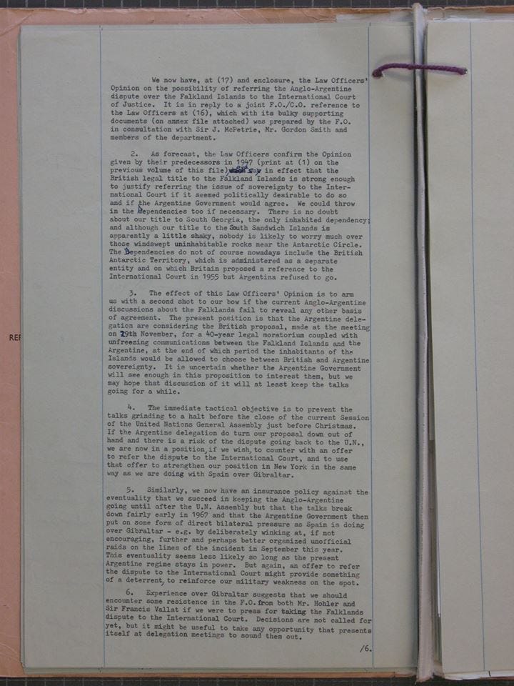 FCO Strategy Paper dated 1966, suggesting mediation in the ICJ
