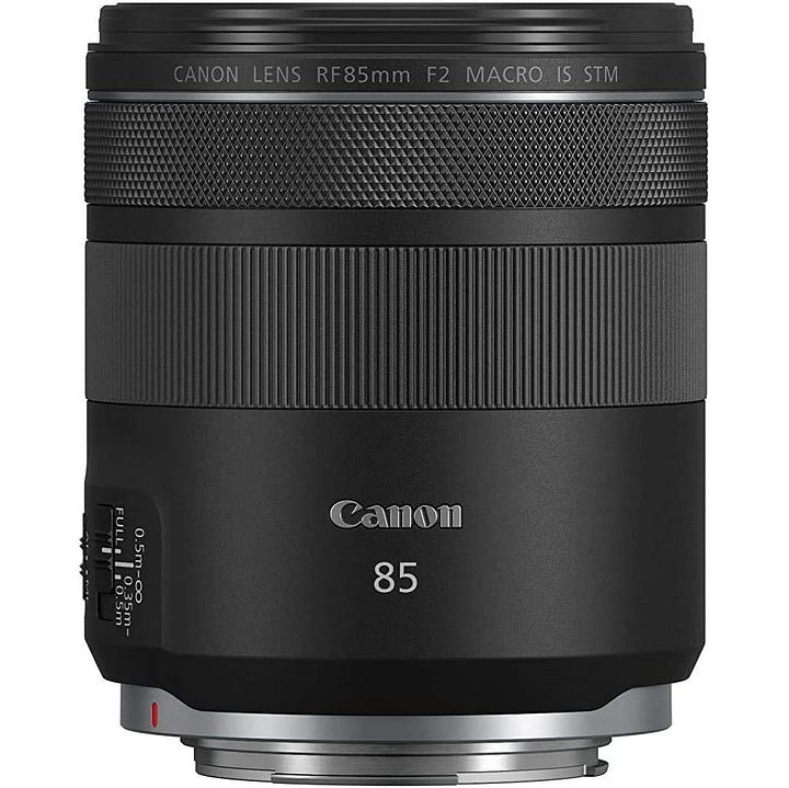 Canon RF 85mm F2 Macro IS STM — Compact Medium Telephoto Black Lens