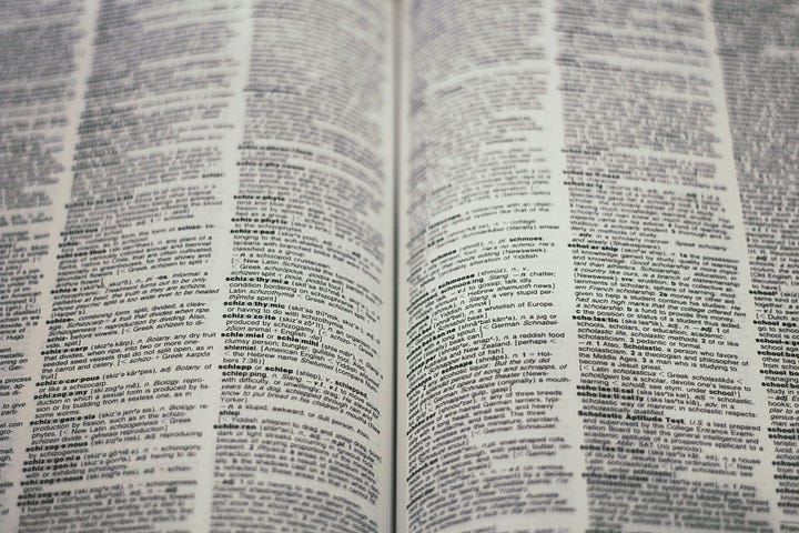photo of a dictionary page (Seven weird words)