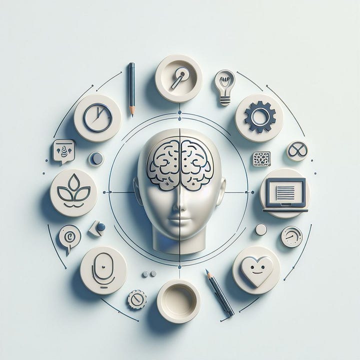 A clean and uncluttered image representing the concept of Emotional Intelligence, focusing on the components of Emotional Intelligence with minimalistic design.