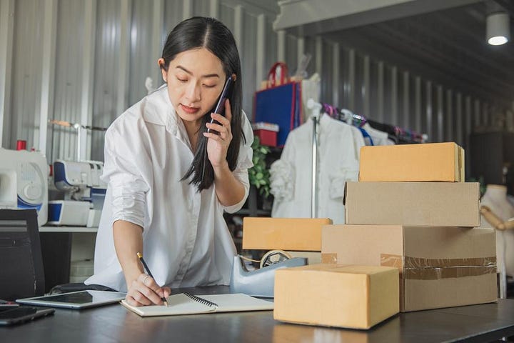 woman with boxes