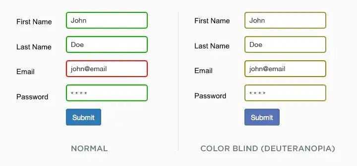 Comparison of Standard Vision and Color Blind Perception