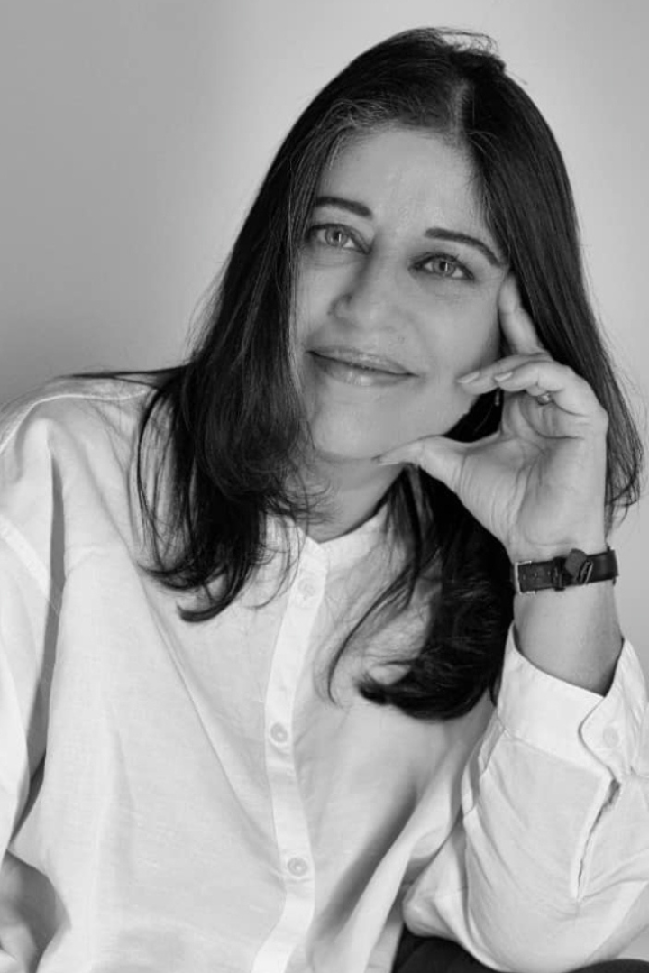 a black and white portrait photo of Dr. Bindiya Bedi