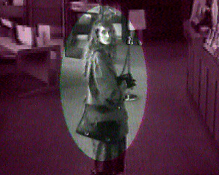 The final CCTV image of missing Annie McCarrick at the Allied Irish Bank on Dublin’s Sandymount Road.