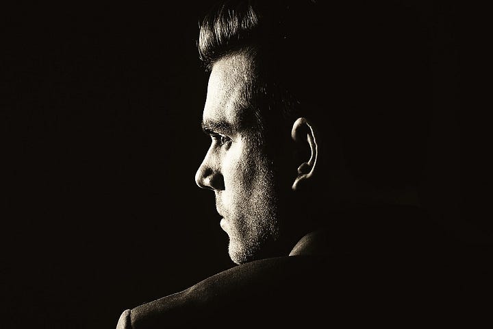Black and white profile of a man