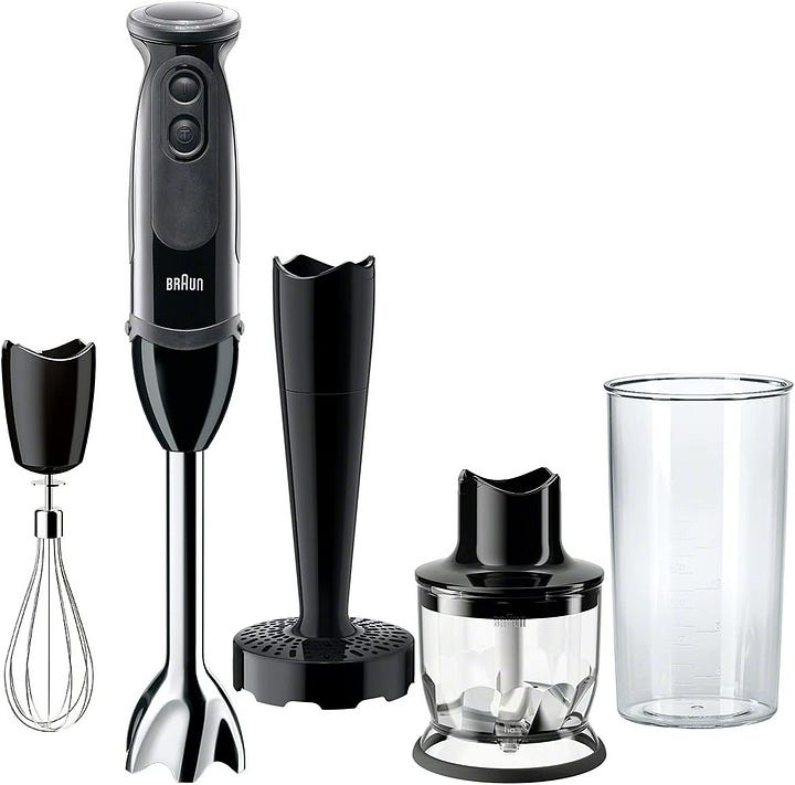 Braun Multiquick 5 Vario Hand Blender (SS Blending Shaft+1.5C Chopper+ Masher + Whisk+ Beaker), MQ5027, Black — Best Non-Toxic Immersion Blenders (Reviews) — walfosbrand.com