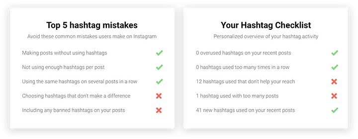 instagram hashtag checklist