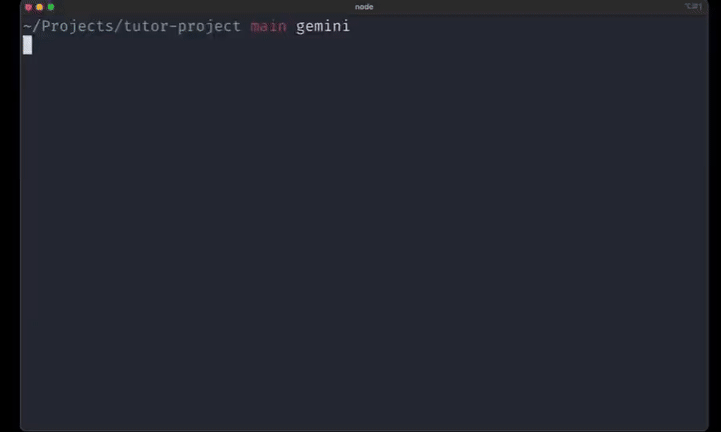 Gif of the Angular AI tutor being used in Gemini CLI. The user types “teach me how to use Angular” and is given a response that features learning topcs.