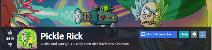 TryHackMe Pickle Rick CTF image with Rick holding his ray blaster