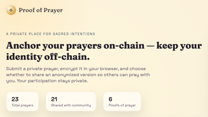 Proof of Prayer: A New Primitive for Private Participation & Public Truth in Next-Gen Internet…
