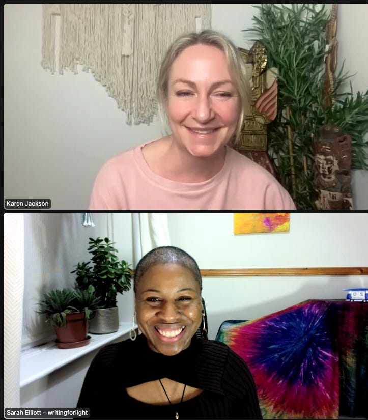Two authors on a Zoom meeting call