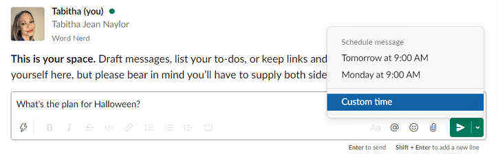 schedule messages on Slack