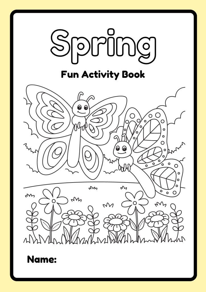 BUTTERFLY Yellow Fun Animated Spring Worksheets