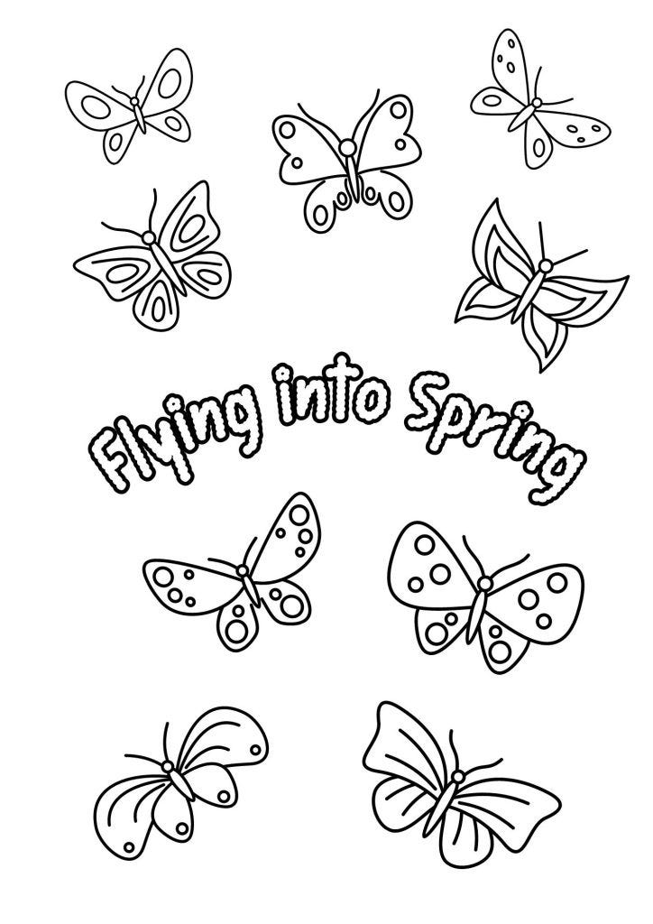 Flying into Spring Coloring Page
