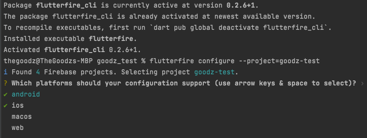 Flutterfire configuration