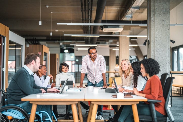 Group of coworkers collaborating in a meeting