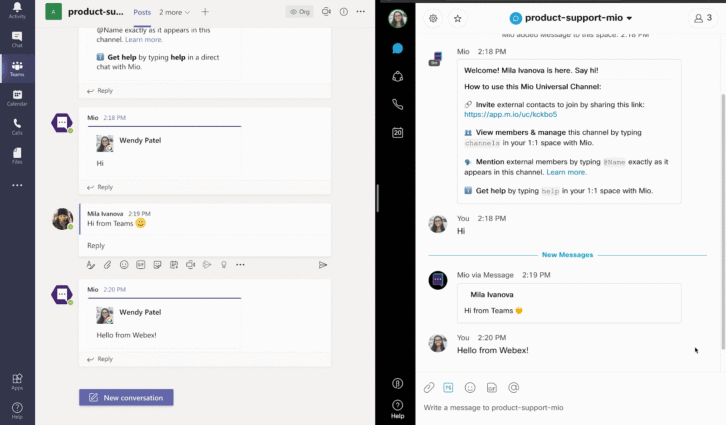 Can I delete messages sent from Webex to Microsoft Teams?