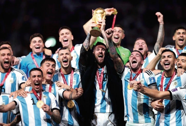 photo of Argentina celebrating winning the World Cup